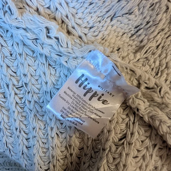 Military Hippie Boho Faux Fur Trim Cardigan Cable Knit One Size Fits Most - Picture 5 of 5